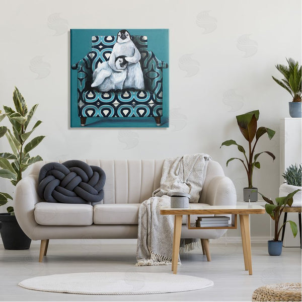 Stupell Industries Kamdon Kreations | Pair Penguins Relaxing Head Pat Patterned Sofa Chair Wall Art