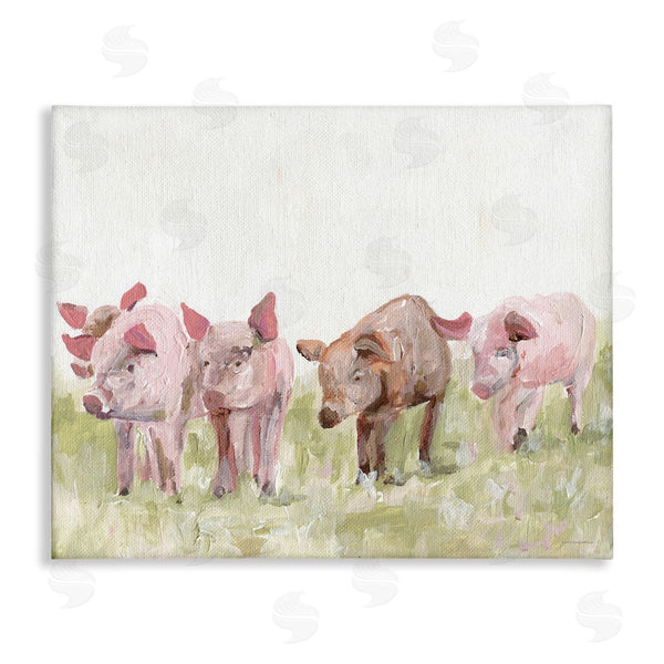 stupell industries Kamdon Kreations | Pink Baby Pigs Grazing Farm Grassland Pasture Wall Art