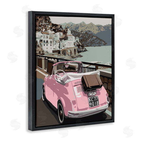 Stupell Industries Kamdon Kreations | Pink Car Cliffside Town On Waterfront Road Wall Art