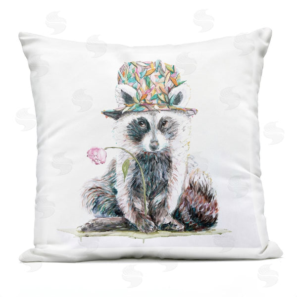 Stupell Industries Kamdon Kreations | Raccoon Hat Pink Flower Printed Throw Pillow