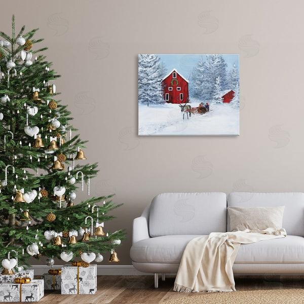 Stupell Industries Kamdon Kreations | Reindeer Pulling Sled Children Rural Niveous Landscape Wall Art