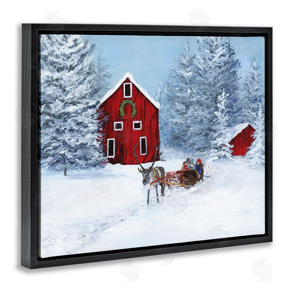 Stupell Industries Kamdon Kreations | Reindeer Pulling Sled Children Rural Niveous Landscape Wall Art