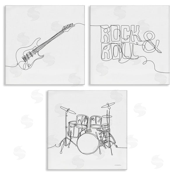 stupell industries Kamdon Kreations | Rock & Roll Musical Instrument Doodles Wall Art
