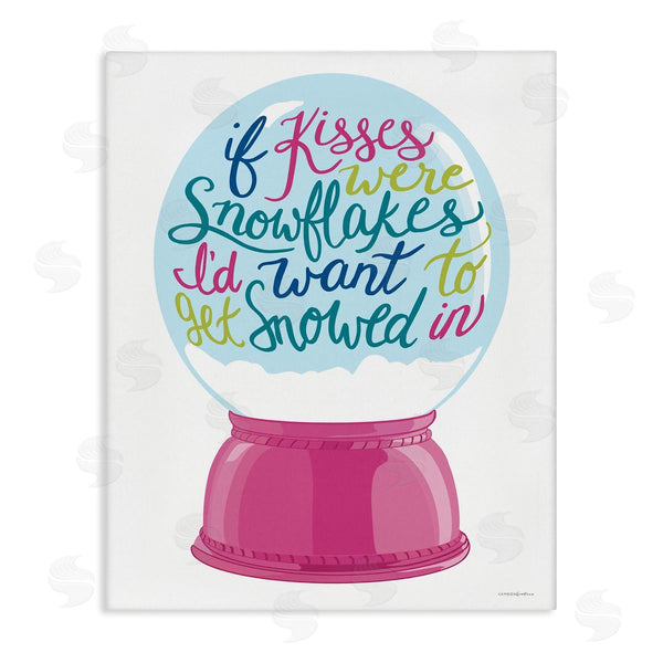 stupell industries Kamdon Kreations | Romantic Snowflake Kisses Snow Globe Winter Quote Wall Art