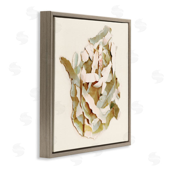 Stupell Industries Kamdon Kreations | Rose Plant Sliced Paper Pattern Neutral Abstract Collage Wall Art