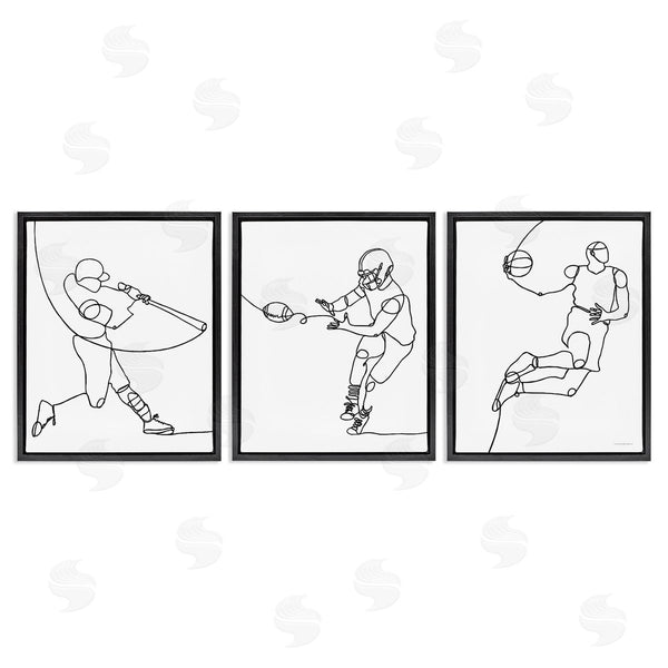 Stupell Industries Kamdon Kreations | Simple Line Doodle Playing Sports