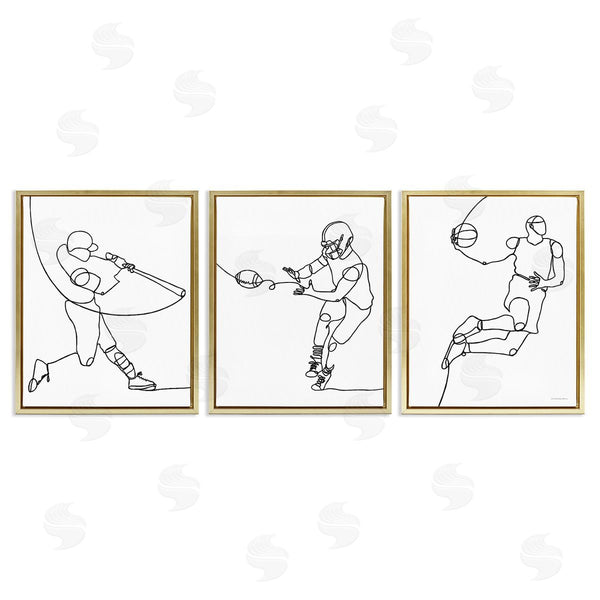 Stupell Industries Kamdon Kreations | Simple Line Doodle Playing Sports