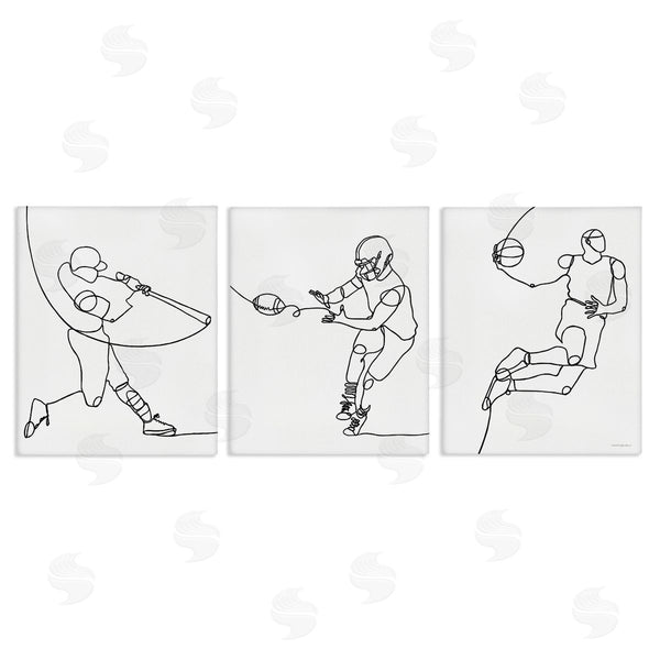 stupell industries Kamdon Kreations | Simple Line Doodle Playing Sports