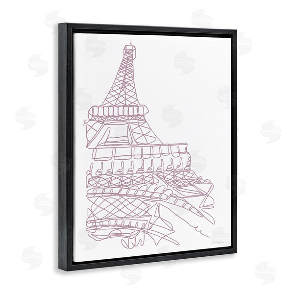 Stupell Industries Kamdon Kreations | Single Line Eiffel Tower Illustration Modern Minimal Architecture Wall Art