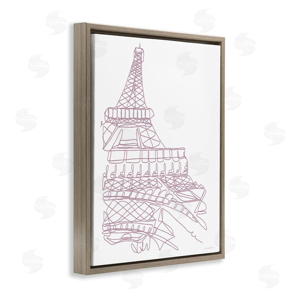 Stupell Industries Kamdon Kreations | Single Line Eiffel Tower Illustration Modern Minimal Architecture Wall Art