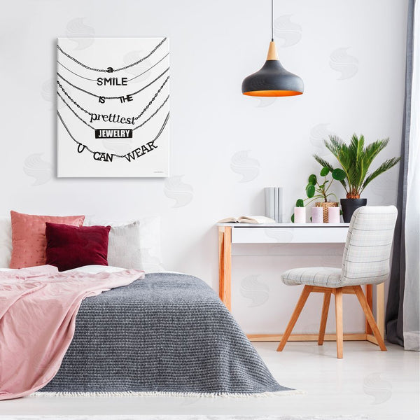 Stupell Industries Kamdon Kreations | Smile Glam Quote Chic Necklace Varied Text Design Wall Art