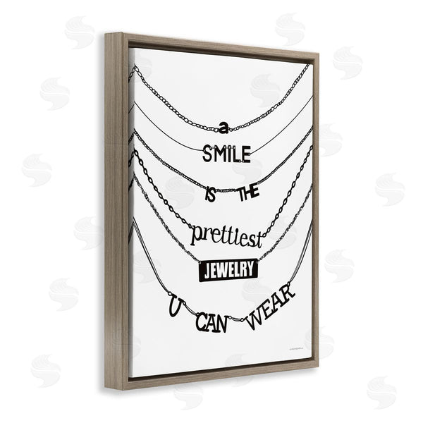 Stupell Industries Kamdon Kreations | Smile Glam Quote Chic Necklace Varied Text Design Wall Art