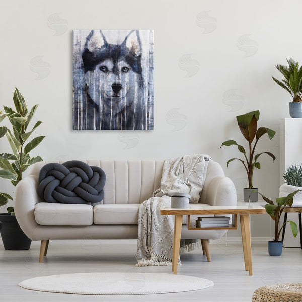 Stupell Industries Kamdon Kreations | Smiling Husky Dog Rustic Birch Tree Overlay Wall Art