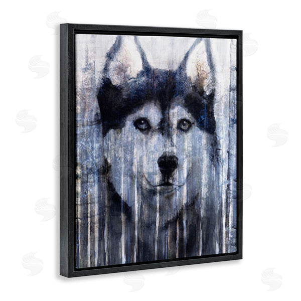 Stupell Industries Kamdon Kreations | Smiling Husky Dog Rustic Birch Tree Overlay Wall Art