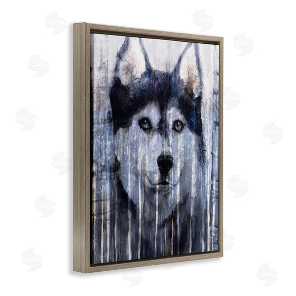 Stupell Industries Kamdon Kreations | Smiling Husky Dog Rustic Birch Tree Overlay Wall Art