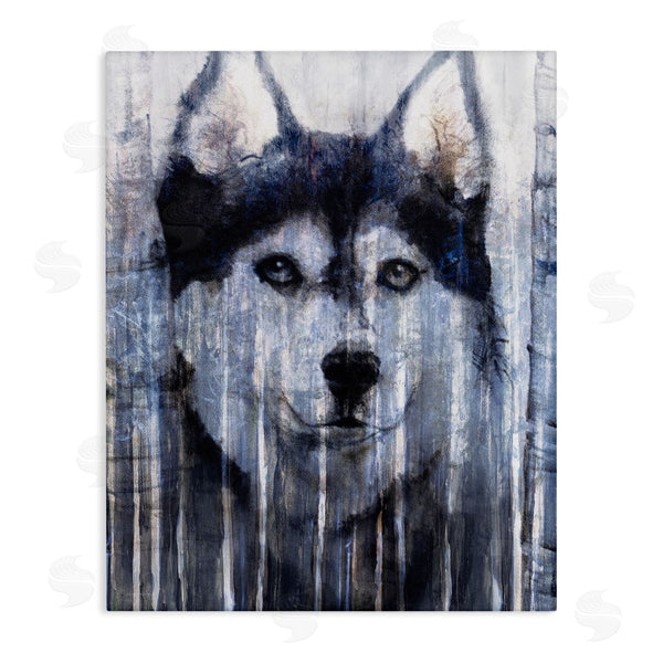 stupell industries Kamdon Kreations | Smiling Husky Dog Rustic Birch Tree Overlay Wall Art