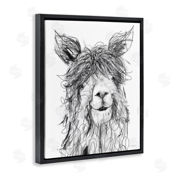 Stupell Industries Kamdon Kreations | Smiling Llama Alpaca Shaggy Hair Scribble Drawing Wall Art