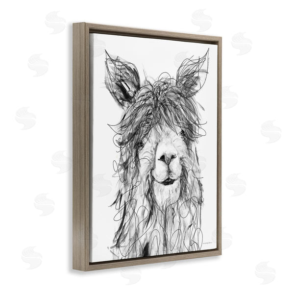 Stupell Industries Kamdon Kreations | Smiling Llama Alpaca Shaggy Hair Scribble Drawing Wall Art
