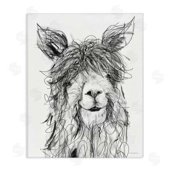 stupell industries Kamdon Kreations | Smiling Llama Alpaca Shaggy Hair Scribble Drawing Wall Art