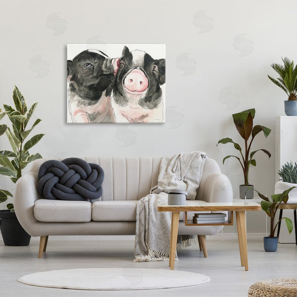Stupell Industries Kamdon Kreations | Two Pigs Pink Snout Kiss Adorable Farm Animals Wall Art