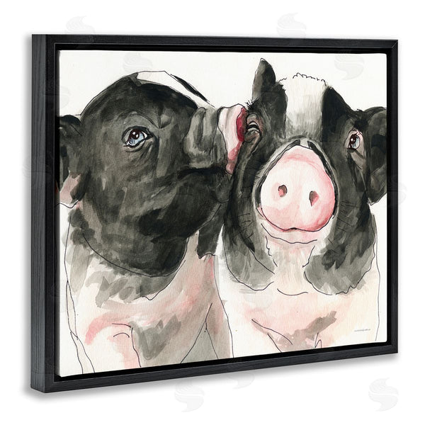 Stupell Industries Kamdon Kreations | Two Pigs Pink Snout Kiss Adorable Farm Animals Wall Art