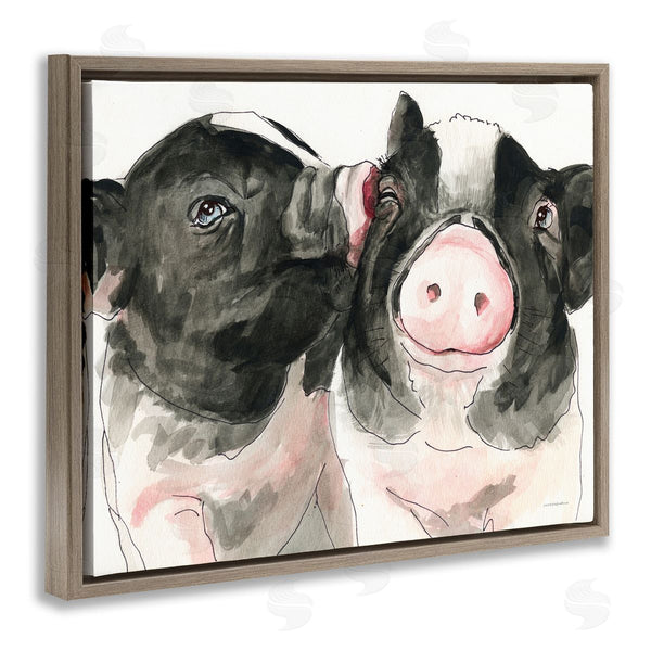 Stupell Industries Kamdon Kreations | Two Pigs Pink Snout Kiss Adorable Farm Animals Wall Art