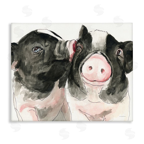 stupell industries Kamdon Kreations | Two Pigs Pink Snout Kiss Adorable Farm Animals Wall Art