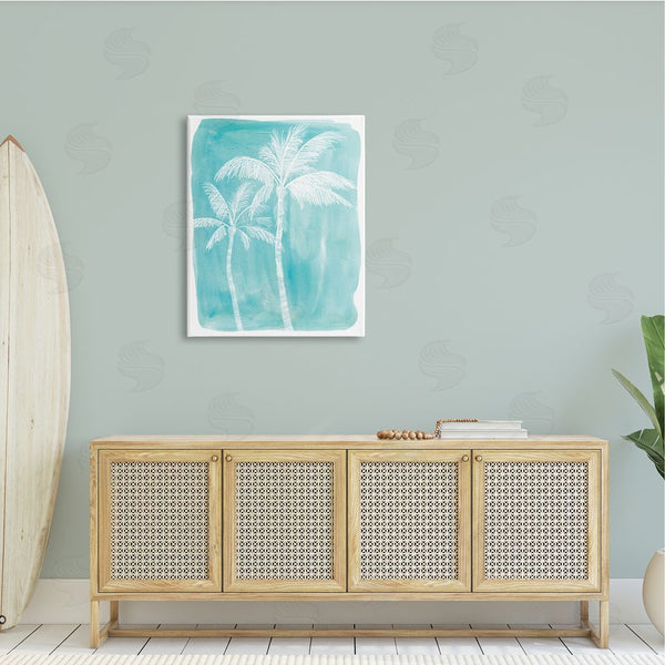 Stupell Industries Kamdon Kreations | White Palm Tree Beach Blue Tropic Painting Wall Art