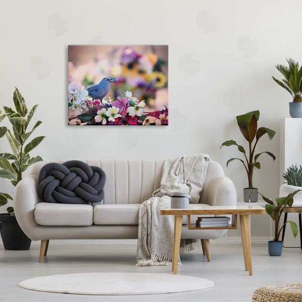 Stupell Industries Karen Burke | Bird With Spring Flowers Wall Art