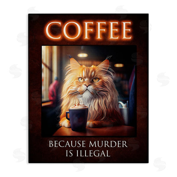 stupell industries Karen Burke | Funny Cat Coffee Phrase Wall Art