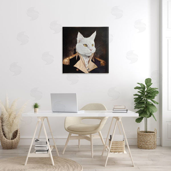 Stupell Industries Karen Burke | White Cat In Uniform Wall Art