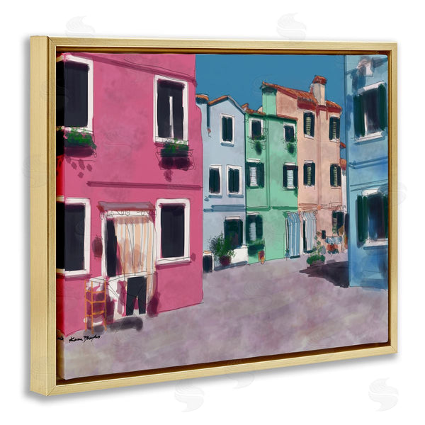 Stupell Industries Karen Dreyfus | Colorful Town Landscape Painting