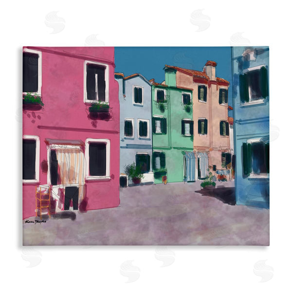 stupell industries Karen Dreyfus | Colorful Town Landscape Painting