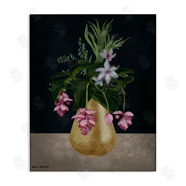 stupell industries Karen Dreyfus | Gold Vase Pink Flower Drawing