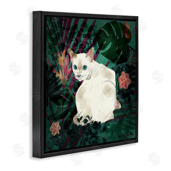 Stupell Industries Karen Dreyfus | White Cat Flower Collage