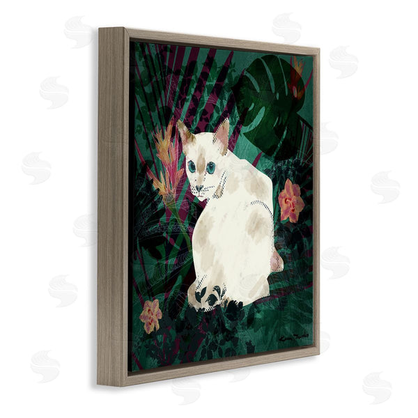 Stupell Industries Karen Dreyfus | White Cat Flower Collage