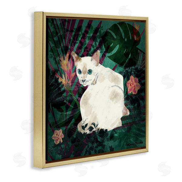 Stupell Industries Karen Dreyfus | White Cat Flower Collage