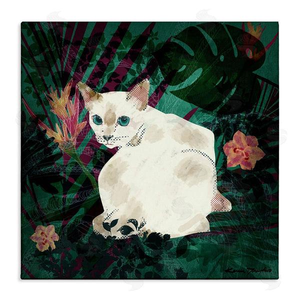 stupell industries Karen Dreyfus | White Cat Flower Collage