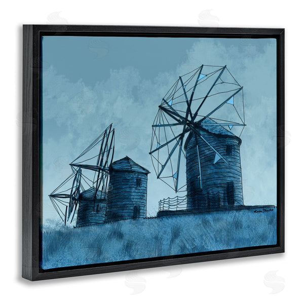 Stupell Industries Karen Dreyfus | Windmill Farm Blue Landscape