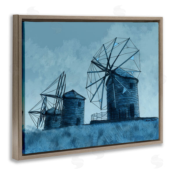 Stupell Industries Karen Dreyfus | Windmill Farm Blue Landscape