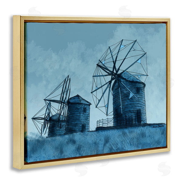 Stupell Industries Karen Dreyfus | Windmill Farm Blue Landscape