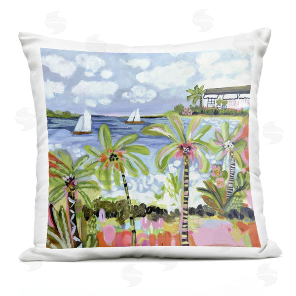 Stupell Industries Karen Fields | Palm Trees In Bright Sun Printed Throw Pillow
