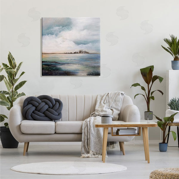 Stupell Industries Karen Hale | Mellow Island Landscape Deep Dark Waters Cloudy Sky Wall Art
