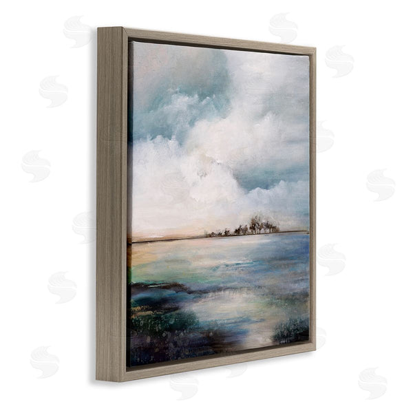 Stupell Industries Karen Hale | Mellow Island Landscape Deep Dark Waters Cloudy Sky Wall Art