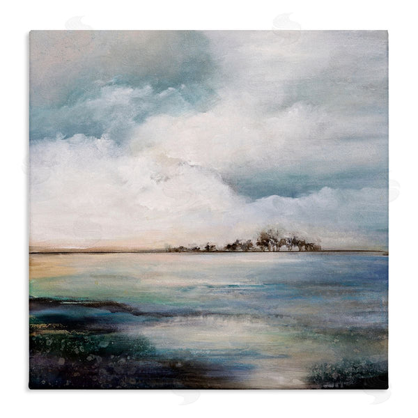 stupell industries Karen Hale | Mellow Island Landscape Deep Dark Waters Cloudy Sky Wall Art