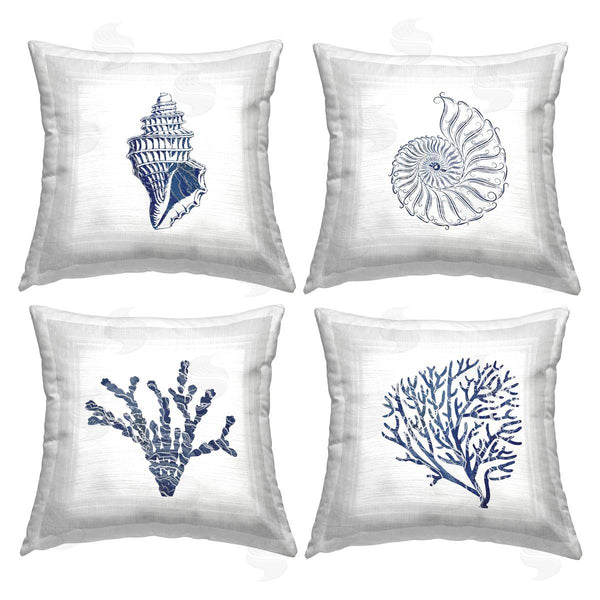 stupell industries Karen Smith | Aquatic Sea Life Shells Printed Throw Pillow Set