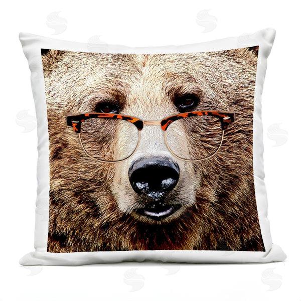 Stupell Industries Karen Smith | Close Up Bear Glasses Face Printed Throw Pillow