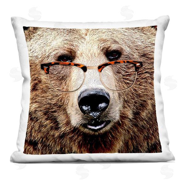 stupell industries Karen Smith | Close Up Bear Glasses Face Printed Throw Pillow