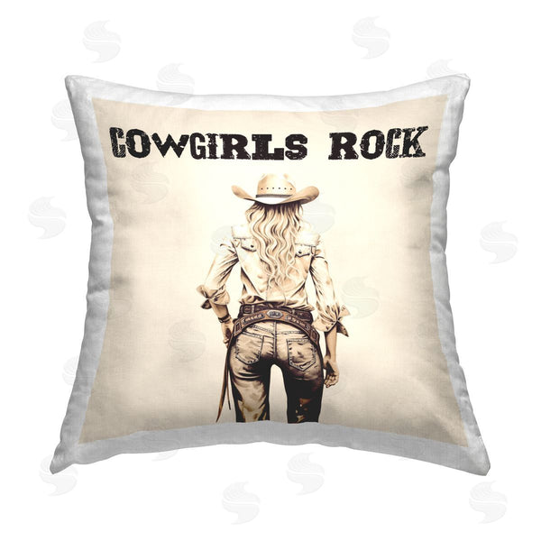 stupell industries Karen Smith | Cowgirls Rock Phrase Printed Throw Pillow