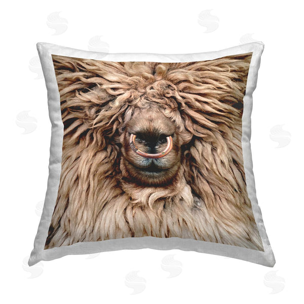 stupell industries Karen Smith | Fluffy Brown Sheep Farm Animal Printed Throw Pillow